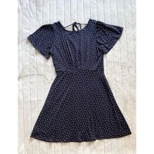 LOFT Navy Polka Dot Dress